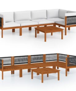 vidaXL 6-delige tuinloungeset met kussens crème 63x63 cm