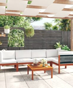 vidaXL 6-delige tuinloungeset met kussens crème 63x63 cm