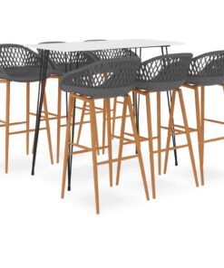 vidaXL 7-delige Barset wit en grijs