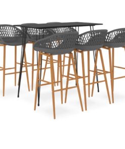 vidaXL 7-delige Barset zwart en grijs