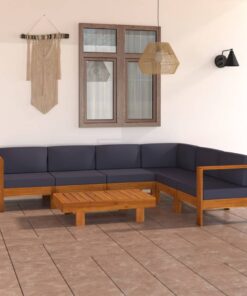 vidaXL 7-delige Loungeset met donkergrijze kussens acaciahout