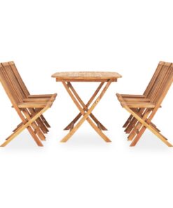 vidaXL 7-delige Tuinset inklapbaar massief teakhout