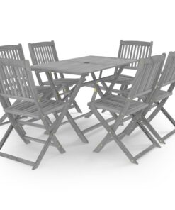 vidaXL 7-delige Tuinset massief acaciahout grijs