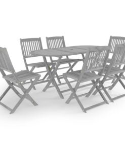 vidaXL 7-delige Tuinset massief acaciahout grijs