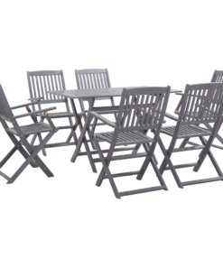 vidaXL 7-delige Tuinset massief acaciahout grijs