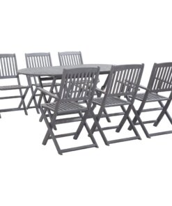vidaXL 7-delige Tuinset massief acaciahout grijs