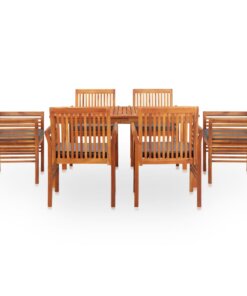 vidaXL 7-delige Tuinset met kussens massief acaciahout