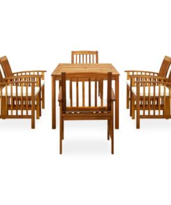 vidaXL 7-delige Tuinset met kussens massief acaciahout