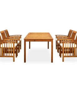 vidaXL 7-delige Tuinset met kussens massief acaciahout