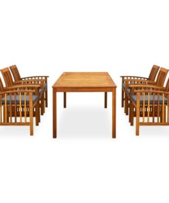 vidaXL 7-delige Tuinset met kussens massief acaciahout