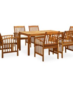 vidaXL 7-delige Tuinset met kussens massief acaciahout