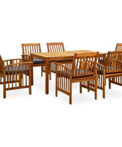 vidaXL 7-delige Tuinset met kussens massief acaciahout