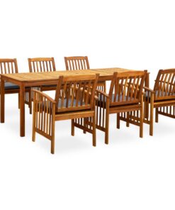 vidaXL 7-delige Tuinset met kussens massief acaciahout