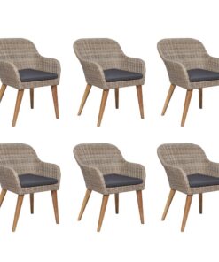 vidaXL 7-delige Tuinset met kussens poly rattan zwart