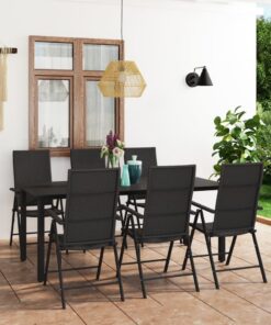 vidaXL 7-delige Tuinset zwart