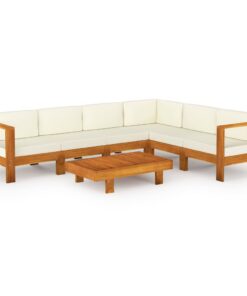 vidaXL 7-delige tuinloungeset met kussens 100x60 cm acaciahout