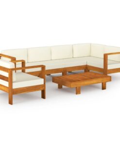 vidaXL 7-delige tuinloungeset met kussens 100x60 cm acaciahout