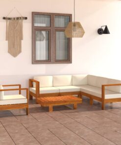 vidaXL 7-delige tuinloungeset met kussens 100x60 cm acaciahout