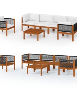 vidaXL 7-delige tuinloungeset met kussens crème 63x63 cm