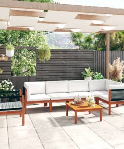 vidaXL 7-delige tuinloungeset met kussens crème 63x63 cm