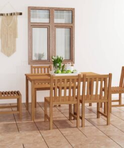 vidaXL 7-delige tuinset 150x90 cm massief teakhout