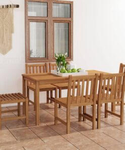 vidaXL 7-delige tuinset 160x80 cm massief teakhout