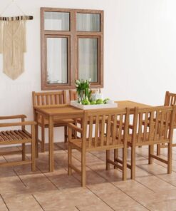 vidaXL 7-delige tuinset 160x80 cm massief teakhout
