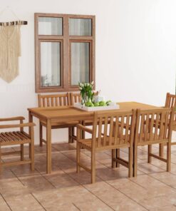vidaXL 7-delige tuinset 180x90 cm massief teakhout