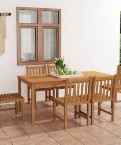 vidaXL 7-delige tuinset 180x90 cm massief teakhout