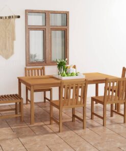 vidaXL 7-delige tuinset 200x100 cm massief teakhout