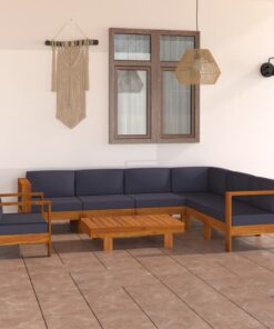 vidaXL 8-delige Loungeset met donkergrijze kussens acaciahout