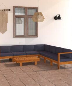 vidaXL 8-delige Loungeset met donkergrijze kussens acaciahout