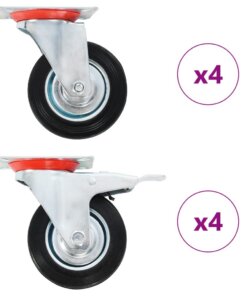 vidaXL 8 st Zwenkwielen 100 mm