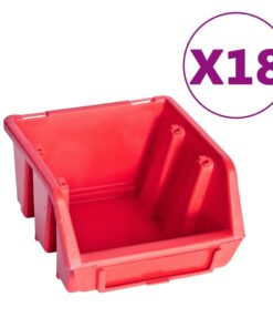 vidaXL 80-delige Opslagbakkenset met wandpanelen rood en zwart