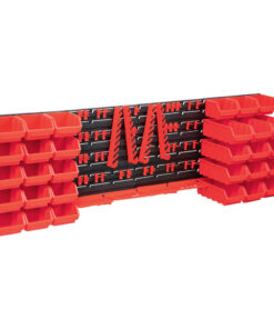 vidaXL 80-delige Opslagbakkenset met wandpanelen rood en zwart