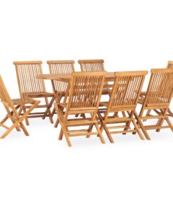 vidaXL 9-delige Tuinset inklapbaar massief teakhout