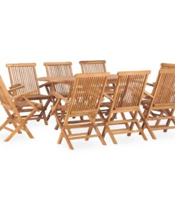 vidaXL 9-delige Tuinset inklapbaar massief teakhout