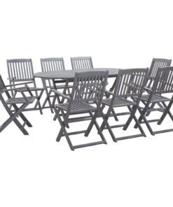 vidaXL 9-delige Tuinset massief acaciahout grijs