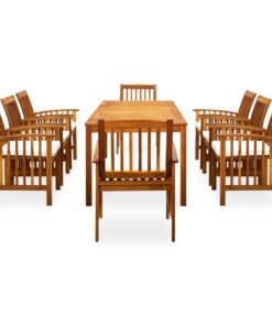 vidaXL 9-delige Tuinset met kussens massief acaciahout