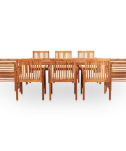 vidaXL 9-delige Tuinset met kussens massief acaciahout