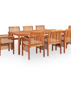 vidaXL 9-delige Tuinset met kussens massief acaciahout