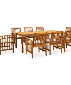 vidaXL 9-delige Tuinset met kussens massief acaciahout