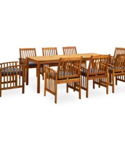 vidaXL 9-delige Tuinset met kussens massief acaciahout