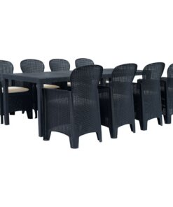 vidaXL 9-delige Tuinset rattan-look kunststof antraciet