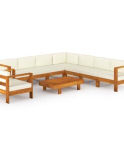 vidaXL 9-delige tuinloungeset met kussens 100x60 cm acaciahout