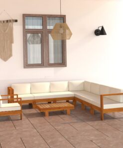 vidaXL 9-delige tuinloungeset met kussens 100x60 cm acaciahout