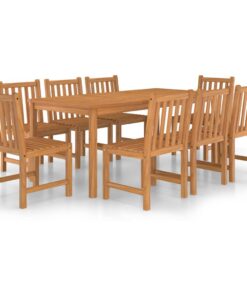 vidaXL 9-delige tuinset 180x90 cm massief teakhout
