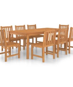 vidaXL 9-delige tuinset 200x100 cm massief teakhout