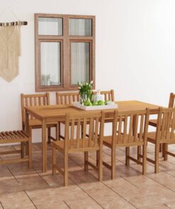 vidaXL 9-delige tuinset 200x100 cm massief teakhout