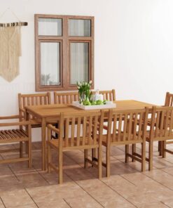 vidaXL 9-delige tuinset 200x100 cm massief teakhout